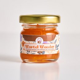  Orange carrot spread jam, glass jar with gold lid, Persian flavors saffron rose water