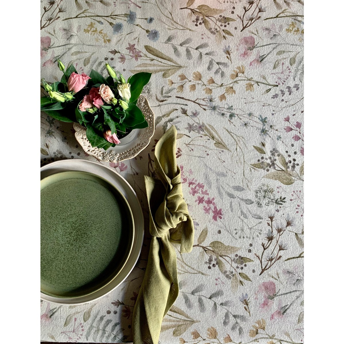 Rectangular Tablecloth, Linen-Cotton Mix, Printed | Aitana