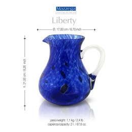 1 Caraffa Balloton in Vetro Soffiata e Lavorata a Mano con Murrine di Murano, linea “I Colori di Murano” 1000 ml. Made in Italy