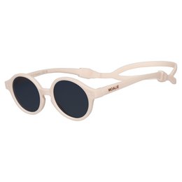 Beige round baby sunglasses with black lenses.