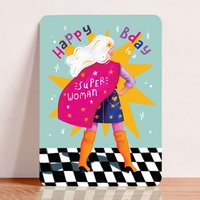 Card Birthday Congratulation Super Woman Woman Girl Hero Postcard