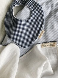 Mussola con piping all'uncinetto - Piping blu navy