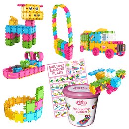 Clics building blocks - DURABLE TOYS made of RECYCLED PLASTIC (Made in Belgium) - Glitter building set 8 in 1
This product is a set of colorful, glittery building blocks made from recycled plastic. The set includes 8-in-1 construction toys that can be used to build various shapes and structures. The blocks are durable and suitable for children's play.