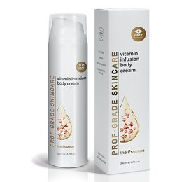 Vitamin infusion body cream with a light, moisturizing formula. Contains natural ingredients like vitamin E and botanical extracts to nourish and hydrate the skin.