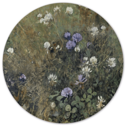 Round wall decor with clover and flower motif, available in various sizes and materials including Forex and Dibond.