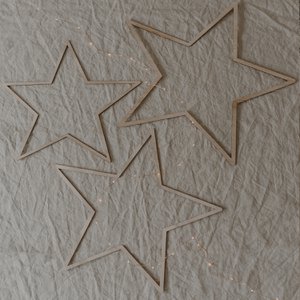 Houten krans ster natuur set van 3 (VE = 8 stuks)