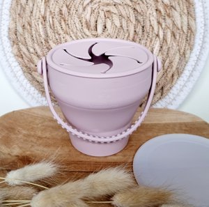 Silicone Foldable Snack Cup with Lid - Soft Pink