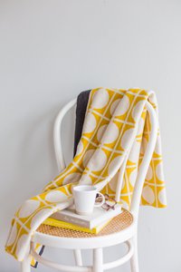 Don deken geel, zacht jacquard gebreide katoen