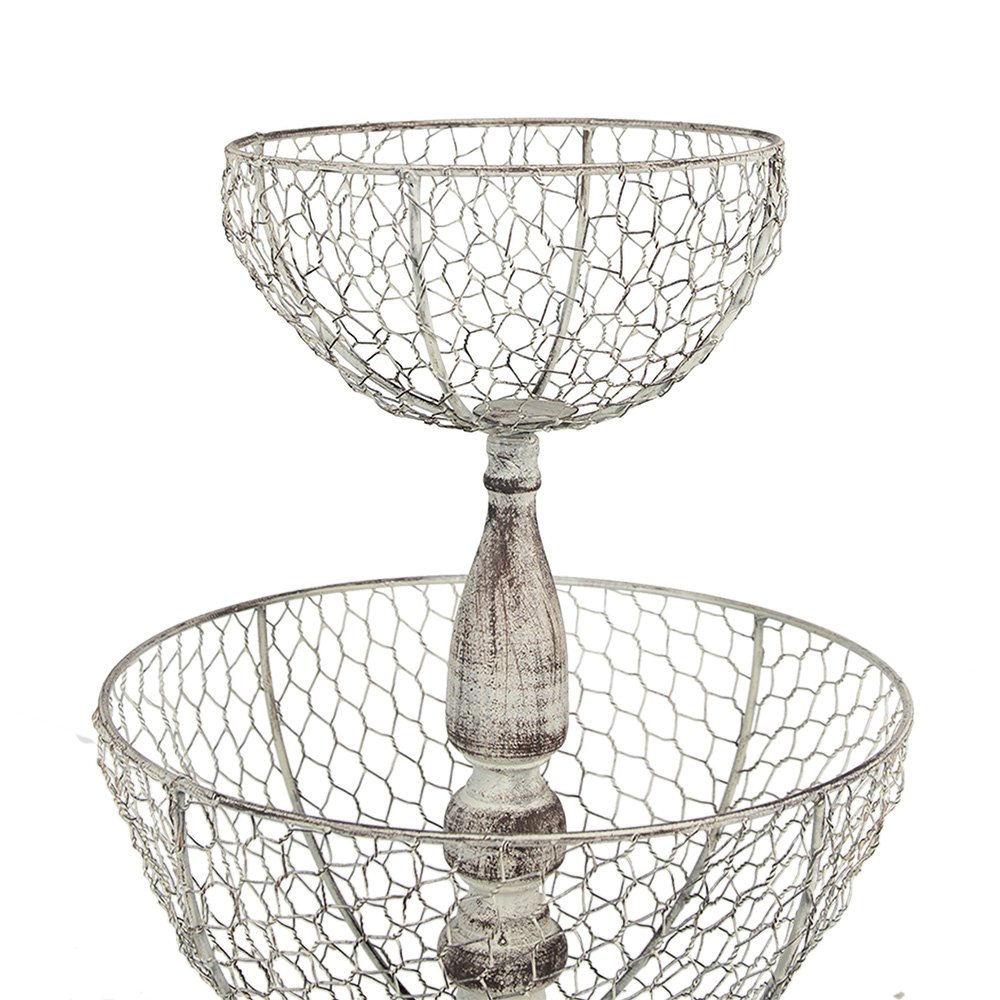 Etagère 2 laags Ø 30x44 cm Beige IJzer Fruitschaal