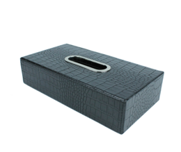 Tissue box rectangular crocodile black