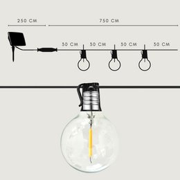 7,5 meter SOLAR lysledning med 25 LED lamper