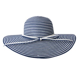 Hut Damen Größe: 56 cm Blaue Papierstreifen Sonnenhut