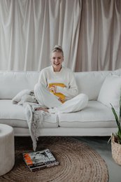 Waffle fabric ocher yellow| 70cm | organic linseed