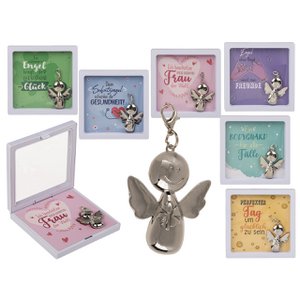 Key trailer angel made of metal, 6-fold, colorful (b/h/t) 3x4x1cm in plastic box