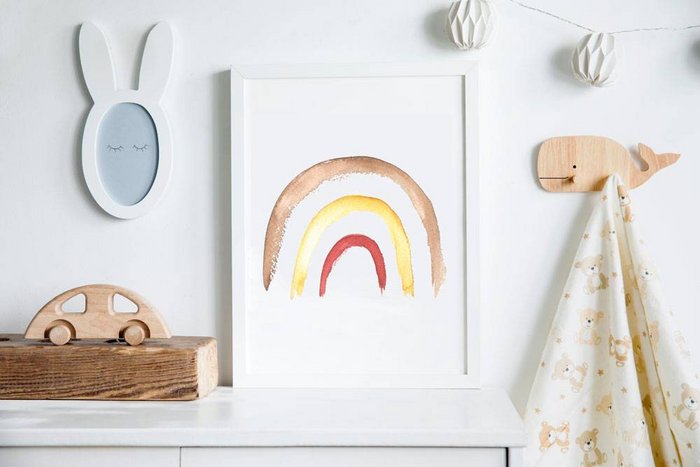 Regenboog Kinderkamer Poster Bruin Geel Rood