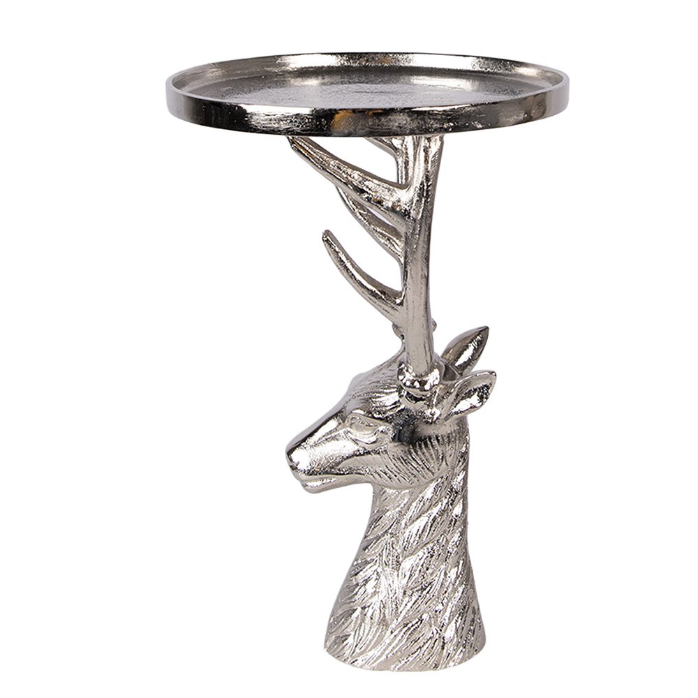 Decoratie schaal Ø 25x38 cm Zilverkleurig Aluminium Hert