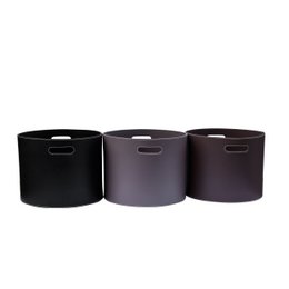 Cesta de leña redonda Cesta de cuero CIRCUM para almacenamiento, marrón