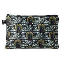A black and white patterned pouch with colorful sunflower designs, suitable for storing and protecting a smartphone.