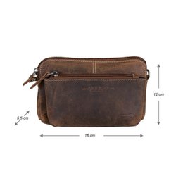 Schultertasche - Gürteltasche - Clutch aus schwarzem Büffelleder - 3 Farben Leder