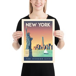 Cartel de Nueva York del vintage | Póster Ciudad Nueva York EE.UU.
