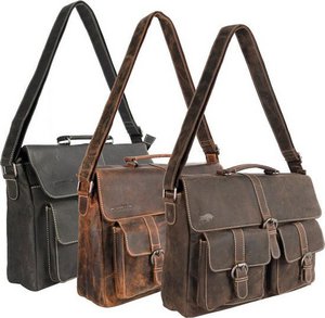 Messenger Bag from buffalo leather for 15.6 inch laptops in cognac color