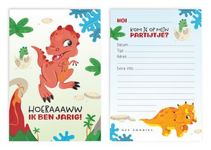 Einladungen Kinderparty Dinosaurier // Set 6 Stück