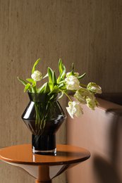 Grote design vaas met grillige hoekige cilindrische vorm, donkergrijs hoogwaardig glas, CUZ14GR