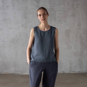 Linen Blouse Blue Alice