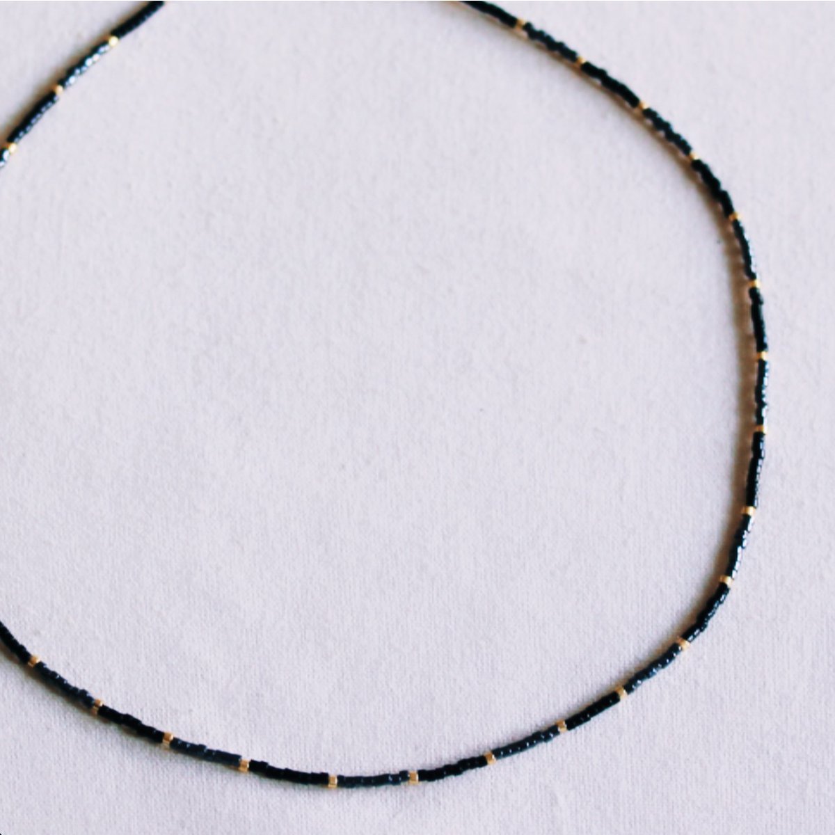 Miyuki necklace – black/anthracite/gold-plated