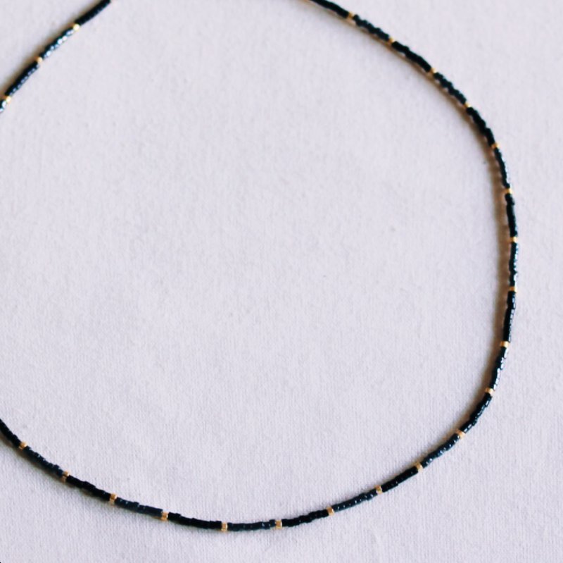 Miyuki necklace – black/anthracite/gold-plated