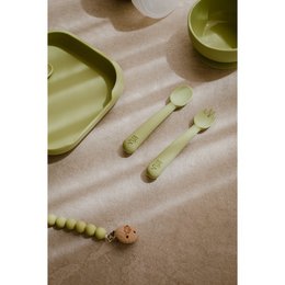 Siliconenlepel en vork van Olive Green