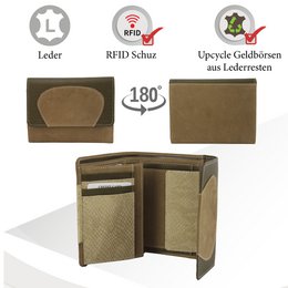 Sunsa damesportemonnee. Leren portemonnee. Portemonnee met RFID-bescherming. Portemonnee gemaakt van overgebleven leer. middelgrote portemonnee voor dames met veel creditcardvakjes - portemonnee voor dames, cadeau-idee
