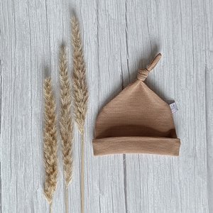 Knopfmütze Waffeljersey Cocoa 0-3 Monate