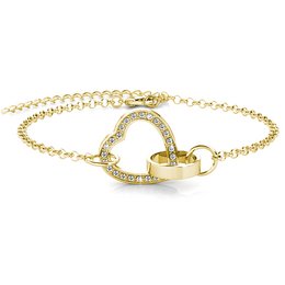  A delicate gold-toned bracelet featuring a heart-shaped charm adorned with sparkling crystals, perfect for adding a touch of elegance to any outfit.
