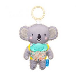 Soft, plush koala baby toy with colorful patterns and teething ring. Suitable for infants and toddlers.