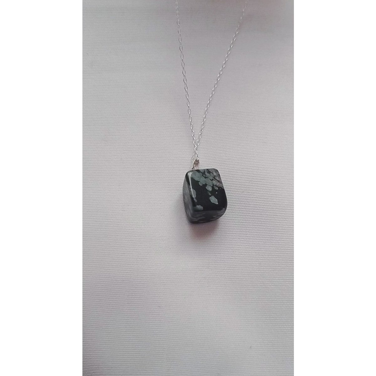 Snowflake Obsidian Sterlingsølv halskæde, rå ædelsten halskæde, hjerte vedhæng halskæde, ædelsten halskæde, Sterling sølv halskæde | af nlanlaVictory
