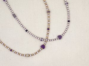 Ketting Kirana amethist, zilver of goud roestvrijstaal