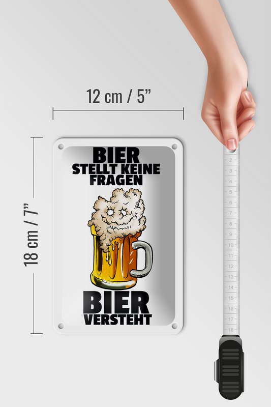 Tin sign alcohol 12x18cm beer asks no questions decoration