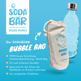Bottiglia in vetro per gorgogliatore d'acqua (SodaStream*, Aarke*, ecc.) 0,7 l con TWIN SECURE, trasparente