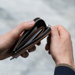 Brown Leather Zip Wallet on Chain for Men and Women