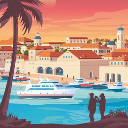 Affiche Dubrovnik Vintage | Poster Ville Dubrovnik Croatie