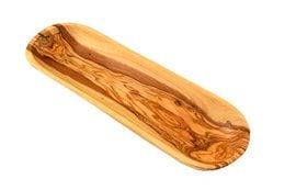 Olive wood bathroom shelf, 30 cm long, rectangular shape, natural wood grain pattern.
