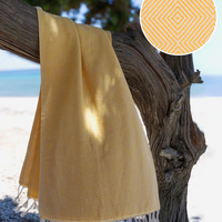 CRYSTAL Cotton Hammam Beach & Sauna Towel – Quick Dry – Yellow - 180x100 cm
