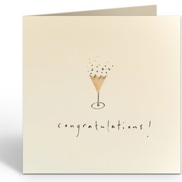 Champagne-themed greeting card with a simple illustration of a champagne glass and the text "Congratulations!"