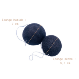 Konjac sponge black charcoal in cotton bag GOTS