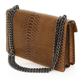 Florence Artegiani. Luce Damenhandtasche. Schlangenleder-Gravur aus echtem Wildleder