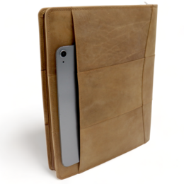 Estuche de cuero para escritura A4 - Carpeta para conferencias - Carpeta para documentos A4 - Funda para tableta y portátil - Carpeta de anillas extraíble