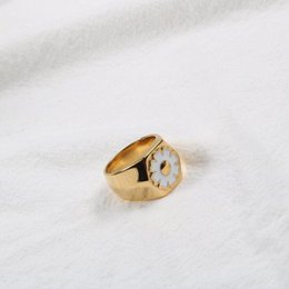 Aigner - White Daisy Signet Ring
