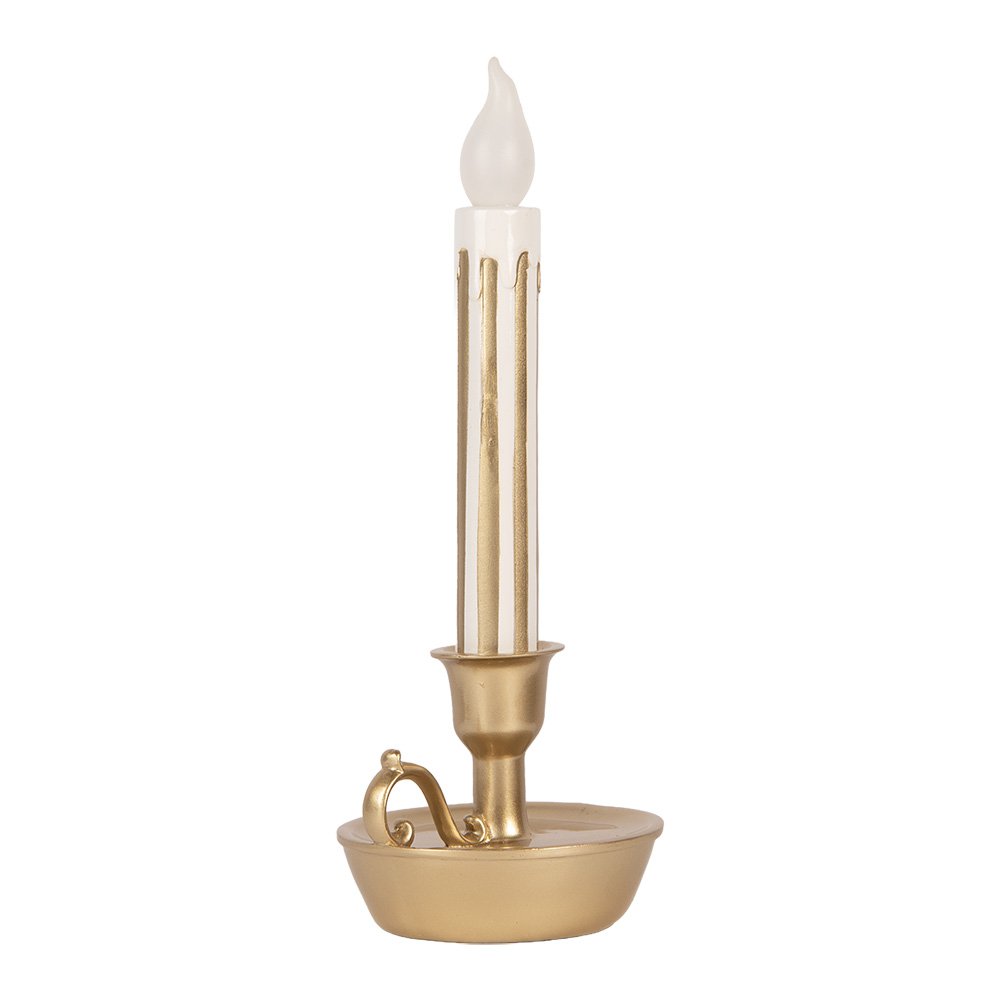 Kerstdecoratie met LED-verlichting Kandelaar 13x12x32 cm Goudkleurig Kunststof