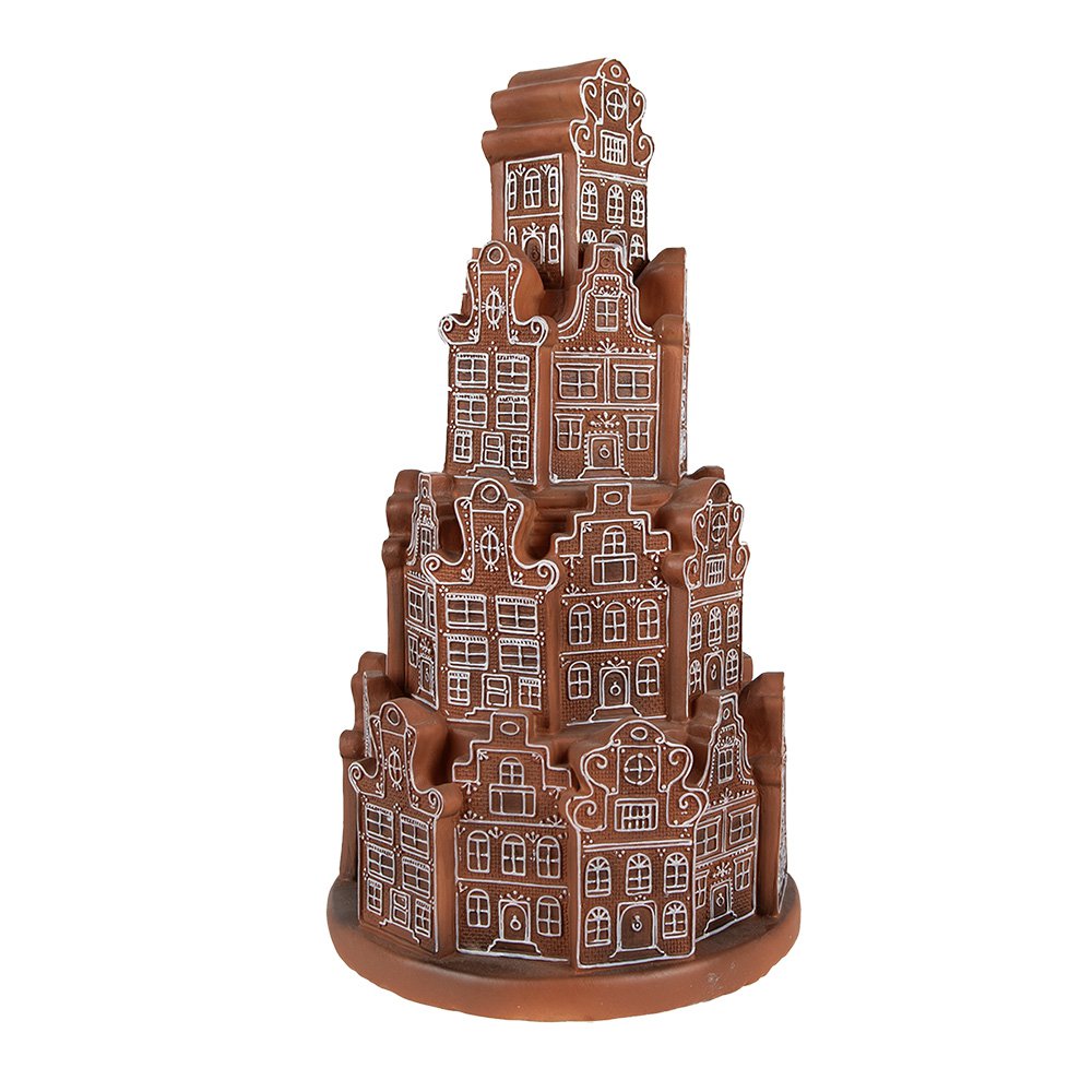 Gingerbread house met LED Ø 18x33 cm Bruin Polyresin Kerstdecoratie